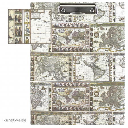 Antike Weltkarten - Klemmbrett A4