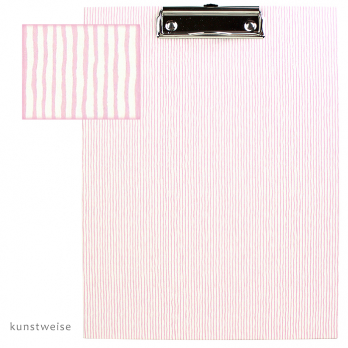 Klemmbrett A4 mit Motiv Streifen, rosa