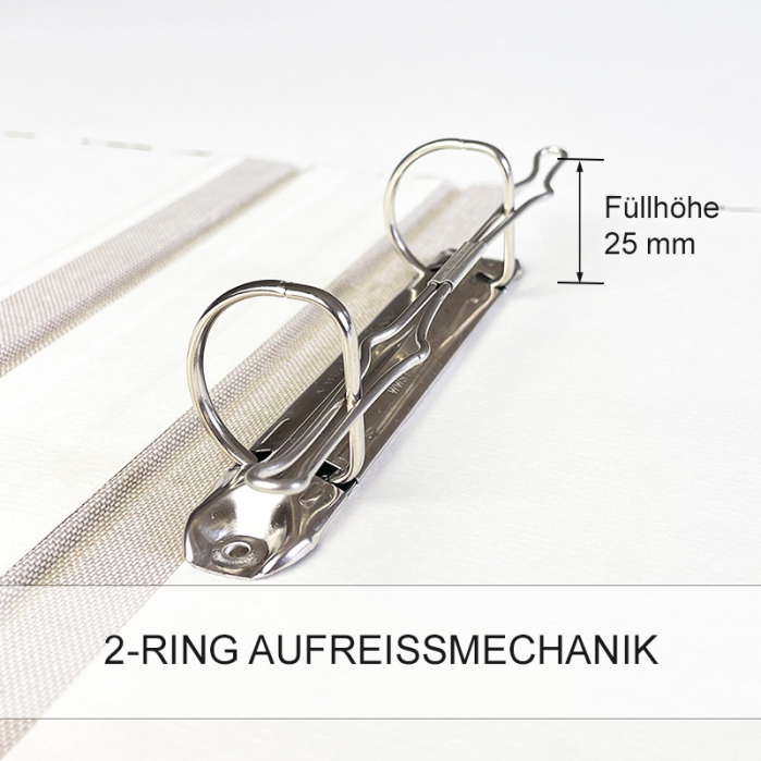 2-Ring Aufreissmechanik, 25 mm Füllhöhe, ca. 5 cm Rückenbreite
