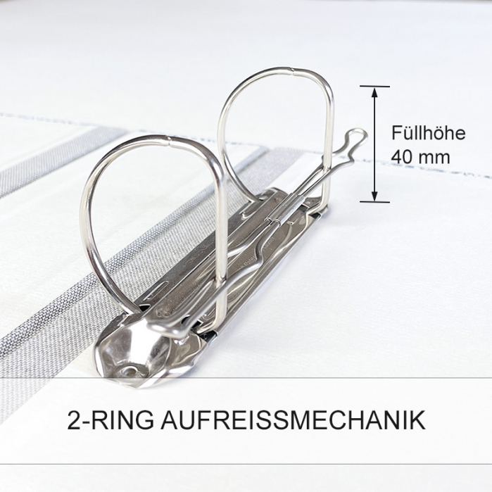 2-Ring Aufreissmechanik, 40 mm Füllhöhe, ca. 7 cm Rückenbreite